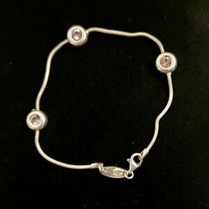 Furla Bracelet 925 Solid Sterling Silver With Lilac Crystals